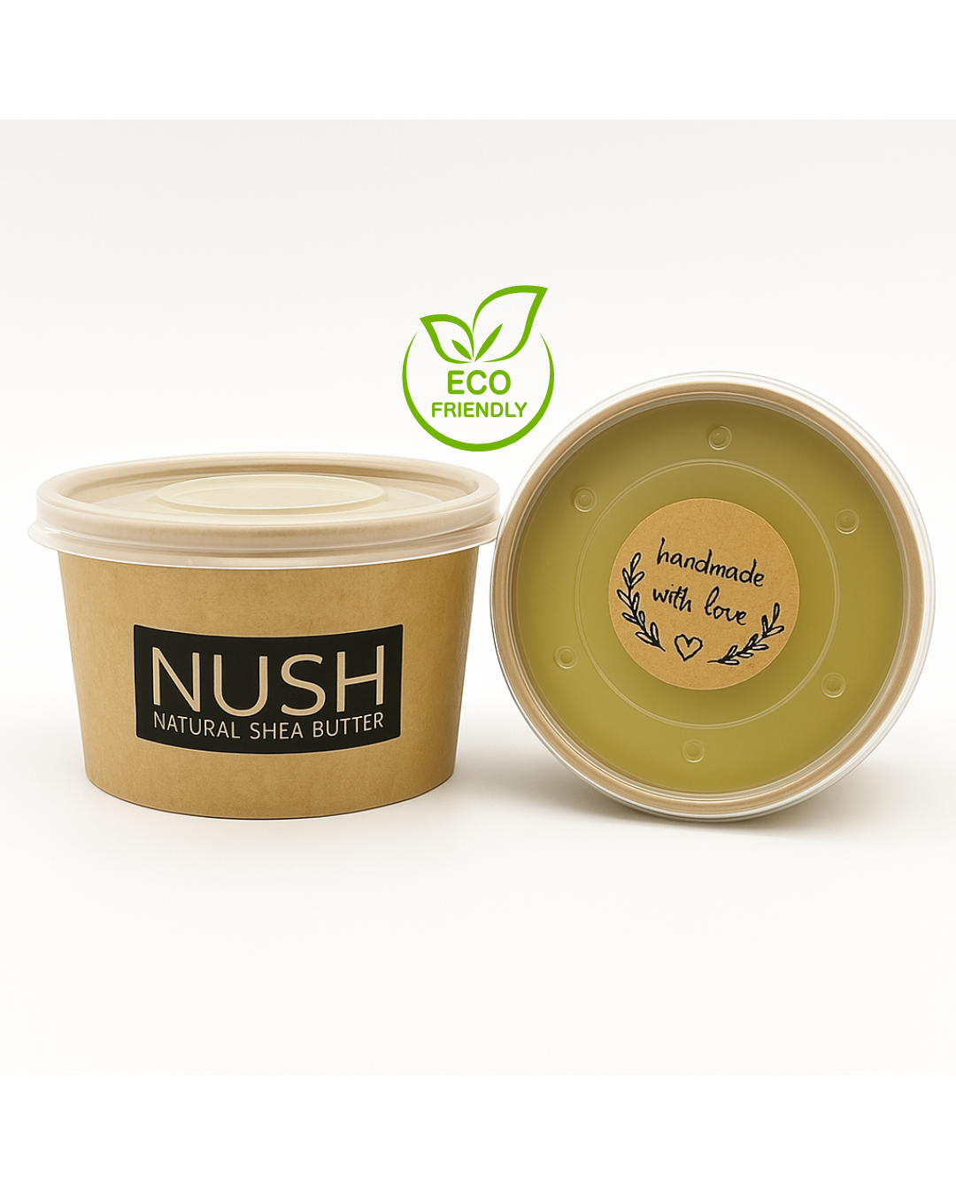 NUSH REFILL 1, natural and organic Shea Butter from Burkina-Faso, in Kraft paper disposable jar, 200 grs
