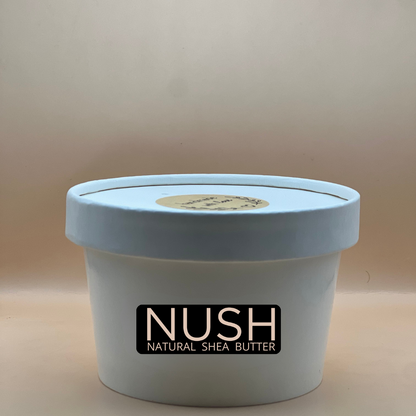 NUSH REFILL 2, natural and organic Shea Butter from Burkina-Faso, in disposable white Kraft jar, 200 grs